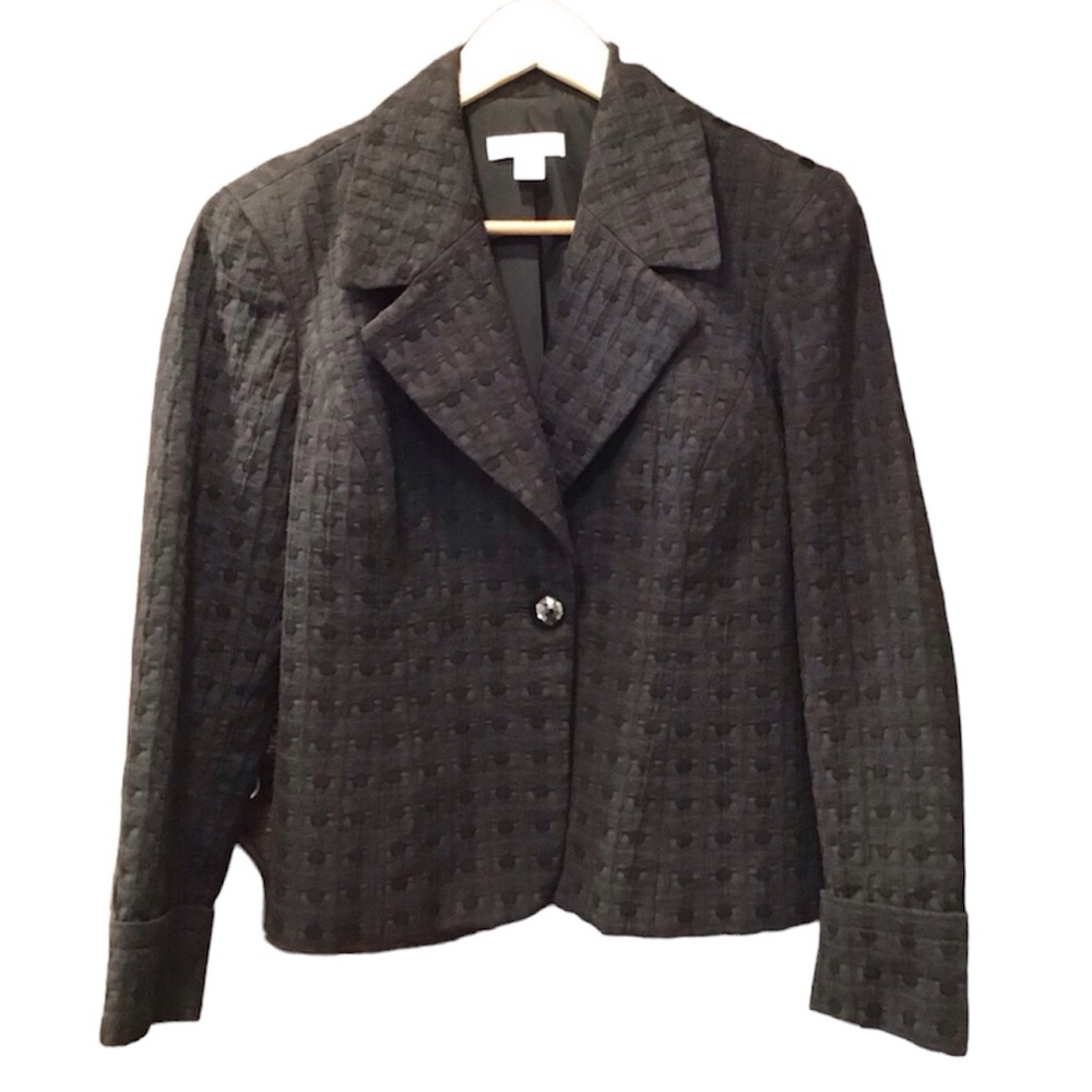 Coldwater Creek Blazer Embossed Textured Black Blazer Structured Jacket Size 8P